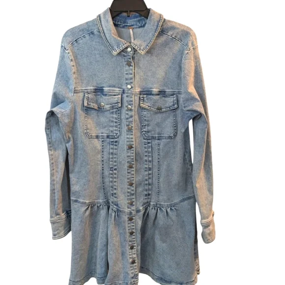 Free People Roadhouse Mini Denim Dress... Size XL